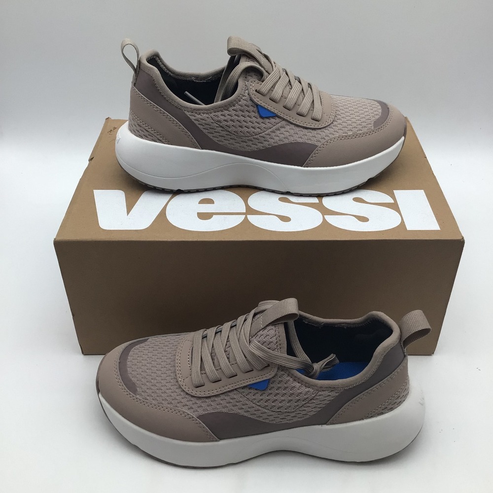 Vessi Women's Taupe and White Sneakers